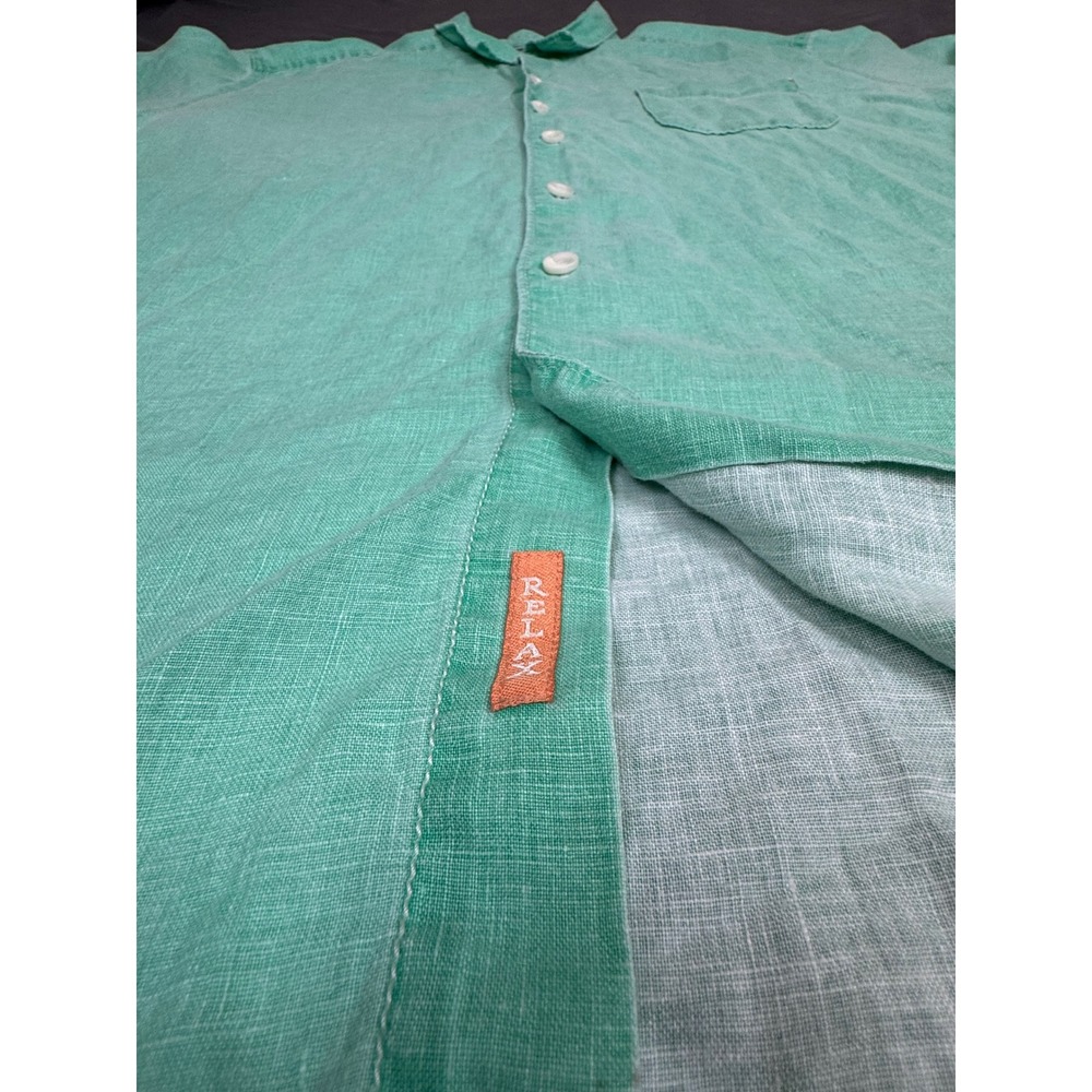 Tommy Bahama Relax Mens XXL Green 100% Linen Long Sleeve Button Up Shirt‎ - Picture 12 of 16